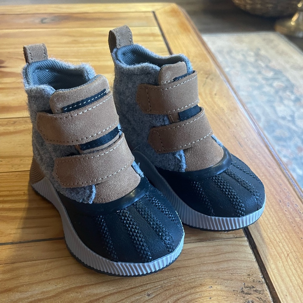 Sorel Kids' Black and Brown Rain & Snow Boots
